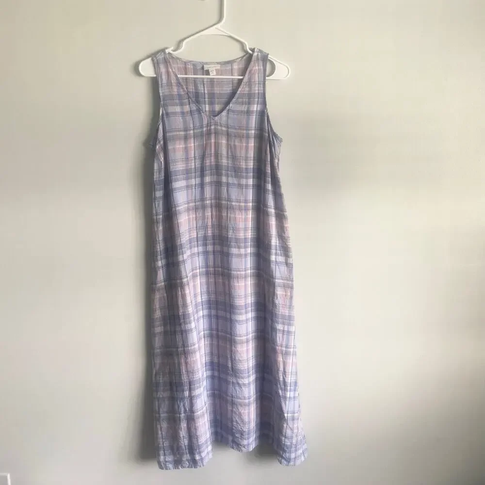 J. Jill Love Linen Rain Drop Multi Sleeveless A Line Shift Maxi Dress Medium - Picture 4 of 10